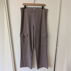 Aritzia Wilfred Free Womens XL Wide Leg Pants Brown Preppy Loungewear Academia